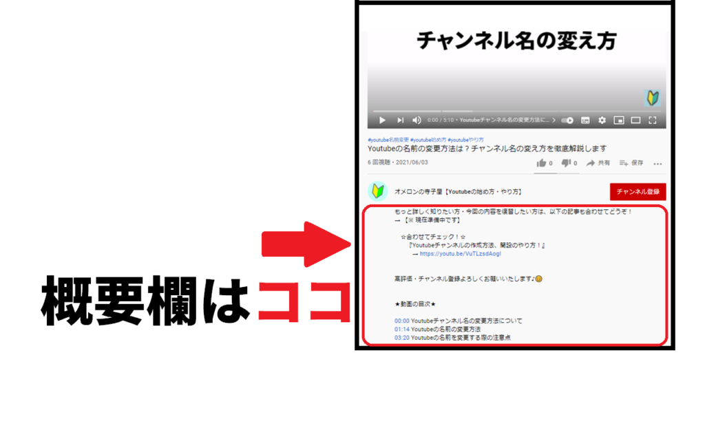 Youtubeの概要欄はどこにある？