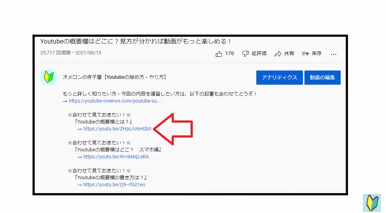 Youtube概要欄にリンクを貼って動画に誘導