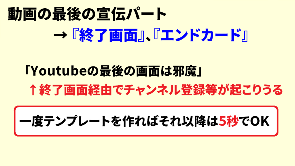 Youtubeの最後の画面は終了画面またはエンドカード3