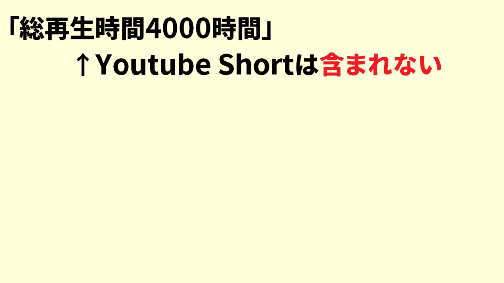 「総再生時間 4000時間」にショート動画は含まれる？2