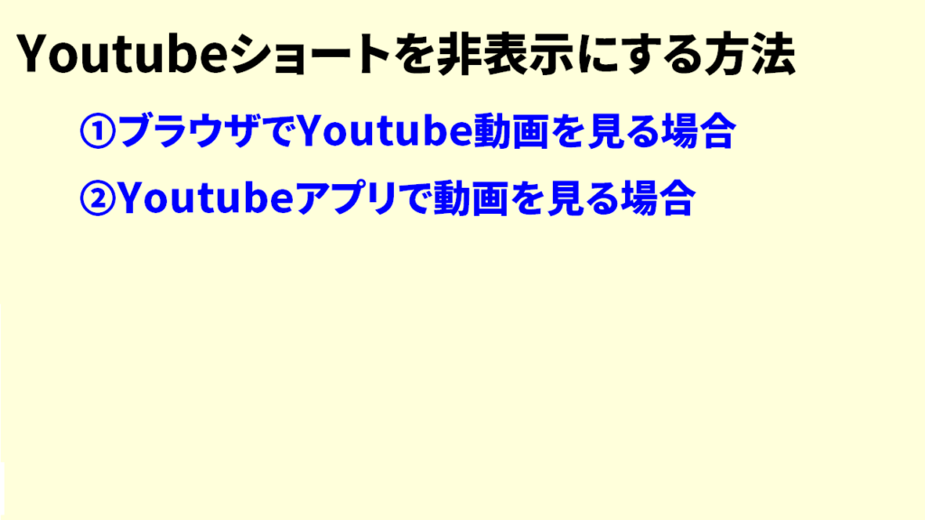 Youtubeショートを非表示にする方法1