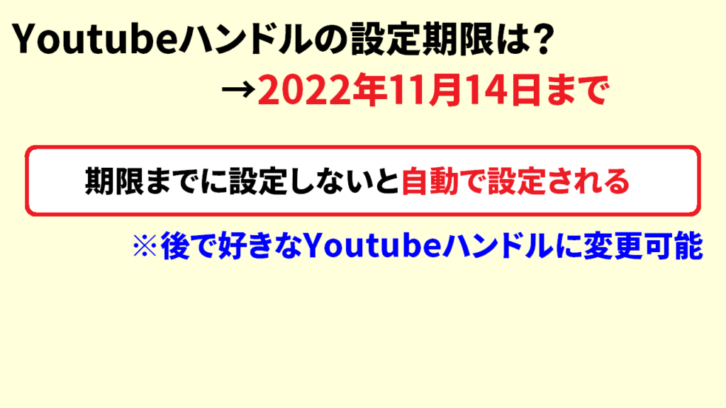 Youtubeハンドルの設定期限は？