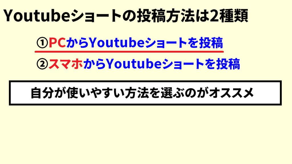 Youtubeショートの投稿方法【PC編】2